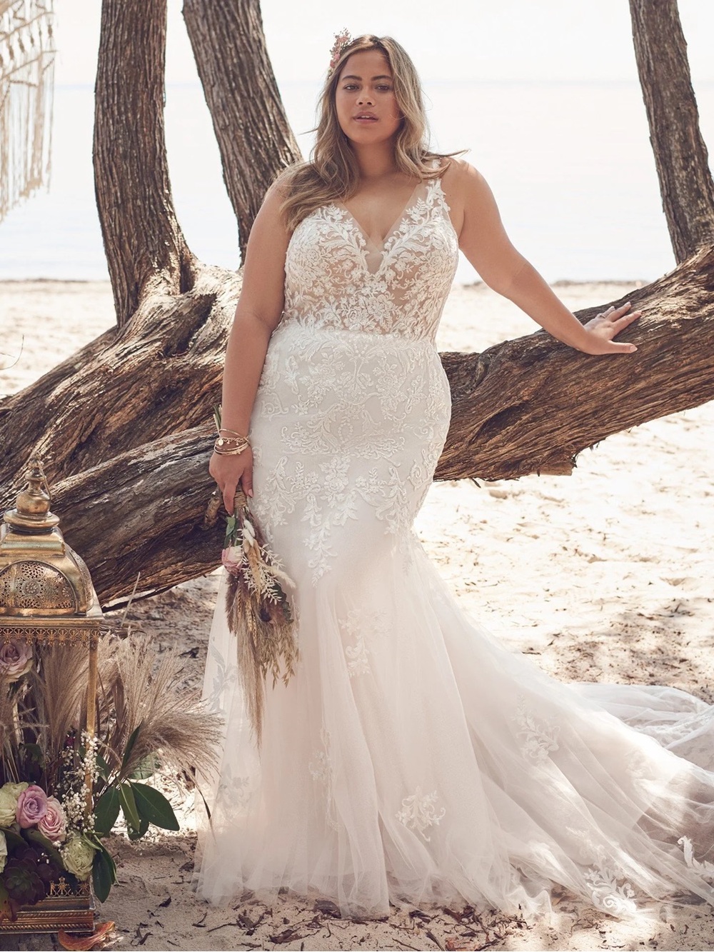 NWT Rebecca Ingram Faustine Wedding Dress Size 16 Ivory Soft Nude A-Line 21RT845